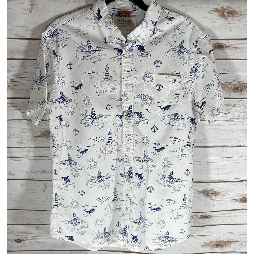 Urban Pipeline Max Flex Short Sleeve Nautical Button Up Mens‎ Med